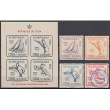 1960-255 CUBA 1960. Ed.828-32. MNH. OLIMPIADAS DE ROMA. OLYMPIC GAMES SET + SHEET.