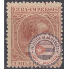1890-80 CUBA ESPAÑA SPAIN. 1 ml CASTAÑO. 1890. ALFONSO XIII. Ed.107. MNH.