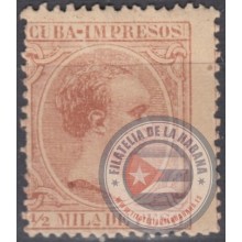 1890-79 CUBA ESPAÑA SPAIN. 1/2 ml CASTAÑO. 1890. ALFONSO XIII. Ed.106. MNH.