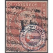 1860-90 CUBA ESPAÑA SPAIN. 1860. Y UN CUARTO. CORREO INTERIOR. ORIGINAL 100%.
