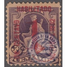 1902-120 CUBA REPUBLICA. 1902. HABILITADO 1c. GOMA ORIGINAL.