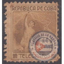 1916-50 CUBA REPUBLICA. 1916. 10c. TELEGRAFOS. ALEGORIA DE LA ELECTRICIDAD. SIN GOMA.