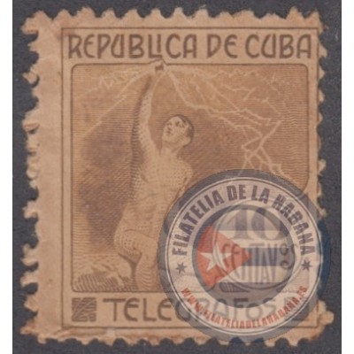 1916-50 CUBA REPUBLICA. 1916. 10c. TELEGRAFOS. ALEGORIA DE LA ELECTRICIDAD. SIN GOMA.