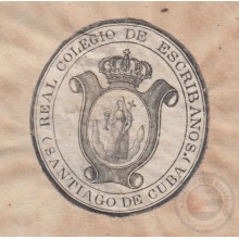 ABO-92 CUBA (LG1510) SPAIN ANT. REVENUE LAWYER AND ATTORNEY DOC SANTIAGO SEALLED PAPER 1850-51 SELLO 3.