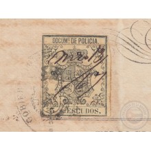 POL-78 CUBA (LG1536) SPAIN ANT. OLD PASSPORT TO SPAIN ANT. 1867 + REVENUE POLICE 5 ESC.