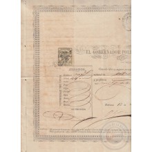 POL-78 CUBA (LG1536) SPAIN ANT. OLD PASSPORT TO SPAIN ANT. 1867 + REVENUE POLICE 5 ESC.