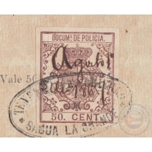 POL-80 CUBA (LG1538) SPAIN ANT.CHINA SLAVE COLONO CEDULA + REVENUE POLICE STAMP 1867.