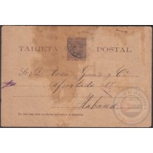 1894-EP-10 CUBA SPAIN ESPAÑA. 1894 2c POSTAL STATIONERY CARDENAS TO HAVANA.