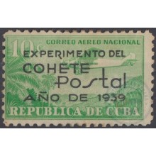 1939-203 CUBA REPUBLICA. 1939. Ed.333. COHETE POSTAL ROCKET. GOMA ORIGINAL LIGERAS MANCHAS.