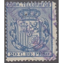 1894-204 CUBA SPAIN. 1894. 20c Ed.79. TELEGRAFOS TELEGRAPH PROOF MUESTRA.