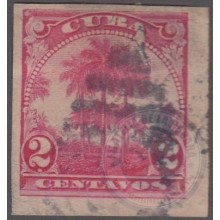 1905-143 CUBA REPUBLICA. 1905. 2c PALMAS. Ed.177c. BOOKLED STAMPS. USED.