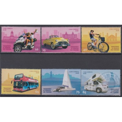 2018.124 CUBA MNH 2018. TRANSPORTE TURISTICO, BYCICLE, CYCLE, BUS, OLD TAXI.