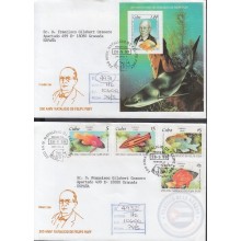 1999-FDC-42 CUBA FDC 1999. REGISTERED COVER TO SPAIN. 200 ANIV FELIPE POEY, FISH, PECES.