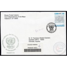 2007-FDC-104 CUBA FDC 2007. REGISTERED COVER TO SPAIN. 60 ANIV ACNU, NU, ONU.