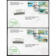 2007-FDC-101 CUBA FDC 2007. REGISTERED COVER TO SPAIN. FAUNA DE LOS CAYOS DE CUBA, BIRD, AVES, SNAIL, LIZARD,