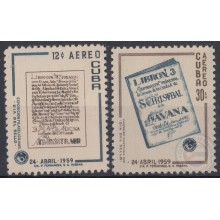 1959.98 CUBA 1959 Ed.781-82. DIA DEL SELLO, STAMPS DAY "LIBRONES" MH.