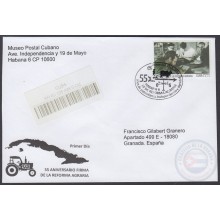 2014-FDC-102 CUBA FDC 2014. REGISTERED COVER TO SPAIN. 55 ANIV LA LEY DE REFORMA AGRARIA, FIDEL CASTRO, AGRARY REFORM.