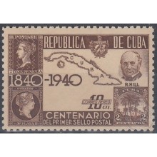 1940-276 CUBA REPUBLICA. 1940. 10c ED. 342. CENT PENNY BLACK ROWLAND HILL. MNH.