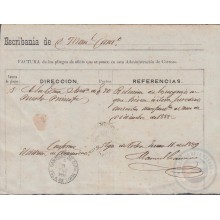 1889-H-240 CUBA SPAIN ESPAÑA (LG1650) 1889 SANTIAGO DE CUBA FACTURA DE CORREOS.