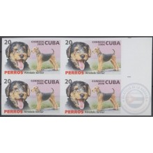 2006.516 CUBA 2006 MNH IMPERFORATED PROOF 20c PERROS, AIREDALE TERRIER, DOG BLOCK 4.
