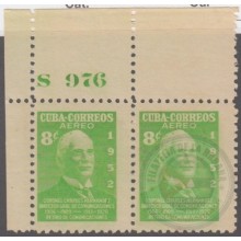 1952-291 CUBA REPUBLICA. 1952. Ed.512. 8c. AIR MAIL CHARLES HERNANDEZ PLATE Nº.976. MNH.