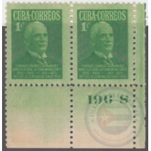 1952-289 CUBA REPUBLICA. 1952. Ed.505. 1c. CHARLES HERNANDEZ PLATE Nº.961. ERROR PAPEL COLOREADO.