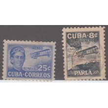 1952-282 CUBA REPUBLICA. 1952. Ed.488-89. 30 ANIV VUELO KEY WEST AGUSTIN PARLA. SIN GOMA