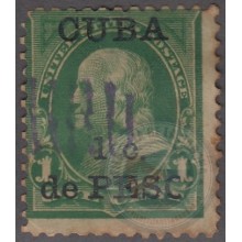 1899-345 CUBA US OCCUPATION 1899. 1c. "O" DE "PESO" PARTIDA. RARE.