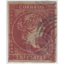 1857-271 CUBA SPAIN PUERTO RICO. ISABEL II. 1857. 2r FALSO FILATELICO, PHILATELIC FORGERY. PARA ESTUDIO.