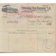 E6278 CUBA 1956 COMPAÑIA RON BACARDI INVOICE + REVENUE TIMBRE .
