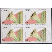 1994.257CUBA MNH 1994 50c Ed.3926 FLORES DE CACTUS FLOWERS IMPERFORATED PROOF ERROR.