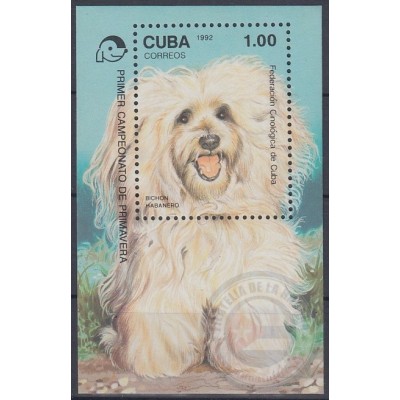 1992.1 CUBA 1992 MNH Ed.3724 HF FEDERACION CINOLOGICA PERROS DOG BICHON HABANERO.