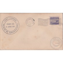 1951-FDC-162 CUBA REPUBLICA 1951 FDC PALACIO DE COMUNICACIONES SEMIPOSTAL, BLACK CANCEL