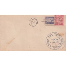 1951-FDC-161 CUBA REPUBLICA 1951 FDC PALACIO DE COMUNICACIONES SEMIPOSTAL, VIOLET CANCEL