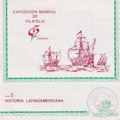 1990.101 CUBA (LG1762) MNH 1990 SPECIAL SHEET SOUVENIR WORLD EXPO GRANDA´92. HISTORIA LATINOAMERICANA.