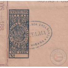 INS-2 CUBA SPAIN (LG1755) REVENUE 1886 MATRICULA INSTITUTOS COMPLETE DOC, RARE.