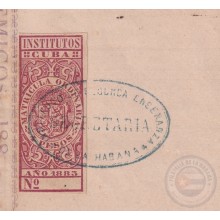 INS-1 CUBA SPAIN (LG1754) REVENUE 1883 MATRICULA INSTITUTOS COMPLETE DOC, RARE.