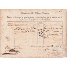 E6325 CUBA SPAIN 1862. RECIBO DE PAGO DE PLIEGOS DEL SERVICIO POSTAL, SANTIAGO DE CUBA.