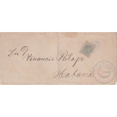 1884-H-55 CUBA SPAIN 1884 1c TERCER REGRABADO COVER.TARIFA IMPRESOS. FANCY CANCEL.
