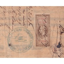 E6367 CUBA SPAIN 1869 LETTER BANK CHECK M. RIQUELME & Co + FRANCE REVENUE NAPOLEON III 5 fr.