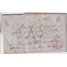 PREFI-723 CUBA STAMPLESS SANTIAGO BRITISH AGENCY 1848 MARITIME MAIL TO FRANCE.