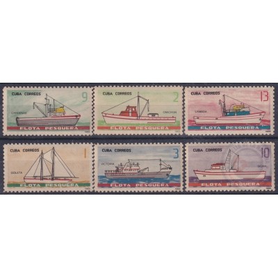 1965.130 CUBA 1965. Ed.1165-70. FLOTA PESQUERA. FISHING SHIP. LIGERAS MANCHAS
