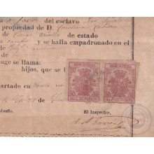 E6393 CUBA SPAIN 1875 CEDULA DE ESCLAVO SLAVE SLAVERY REVENUE POLICE STAMP