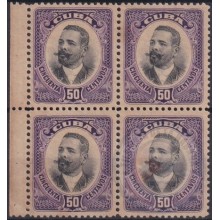 1910-173 CUBA REPUBLICA 1910 50c Ed.187. ANTONIO MACEO NO GUM