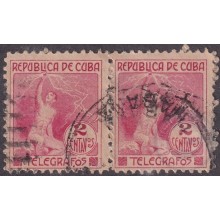 1916-55 CUBA REPUBLICA 1916 Ed.99 2c TELEGRAFOS USADO TELEGRAPH ELECTRICITY RAYO.