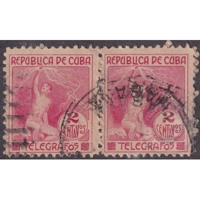 1916-55 CUBA REPUBLICA 1916 Ed.99 2c TELEGRAFOS USADO TELEGRAPH ELECTRICITY RAYO.