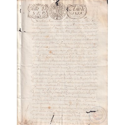 1819-PS-1 ESPAÑA SPAIN 1819 REVENUE SEALLED PAPER. SELLO 2do.
