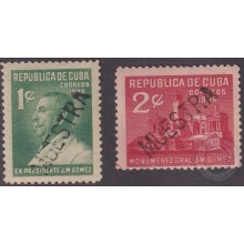 1937-377 CUBA REPUBLICA 1937 ED.292-93 JOSE MIGUEL GOMEZ MUESTRA SPECIMEN ORIGINAL GUM.