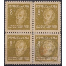 1937-371 CUBA REPUBLICA 1937 ED.315 8c ABRAHAN LINCOLN USA. ESCRITORES Y ARTISTAS NO GUM WRITTER & ARTIST.