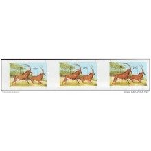 E4596 SAHARA SPAIN ANTILOPE TIRA DE 3 IMPERFORATED MNH